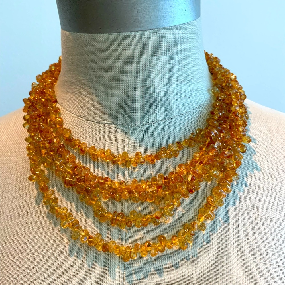 Cognac Colored Citrine Drop Bead Necklace